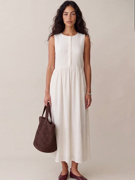 CAARA Dresses & Skirts - New caara Eileen Cotton gauze Dress white $172 Sz small